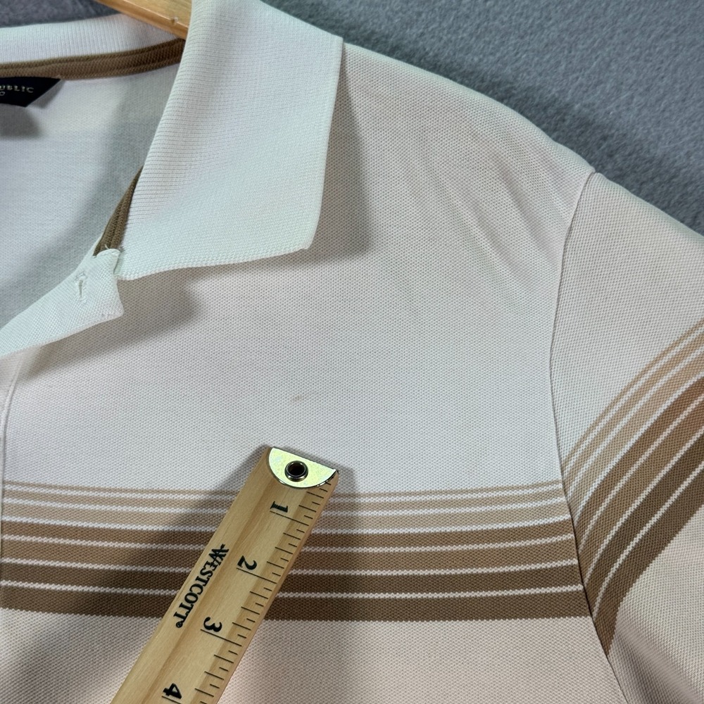 Banana Republic Fitted Polo‎ Shirt Mens XL Beige Stripe Comfort Classic Preppy - Picture 11 of 15